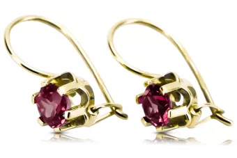 14K Yellow gold Ruby Earrings Vintage Jewlery vec019y